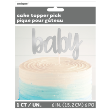 Unique Party Baby Silver Foil Cake Topper 
