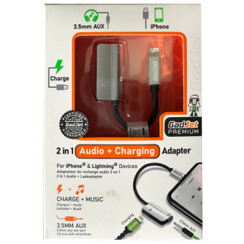 Gadjet Premium 2-in-1 Audio & Charging Adapter For iPhone & Lightning Devices 