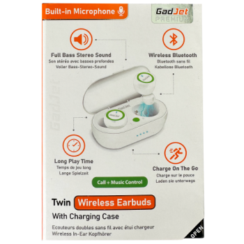 Gadjet Premium Twin Wireless Earbuds with Charging Case 