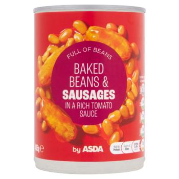 Asda Baked Beans & Sausages in a Rich Tomato Sauce 405g