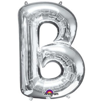 Letter B SuperShape Silver Foil Balloon 34"