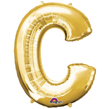 Letter C SuperShape Gold Foil Balloon 34"