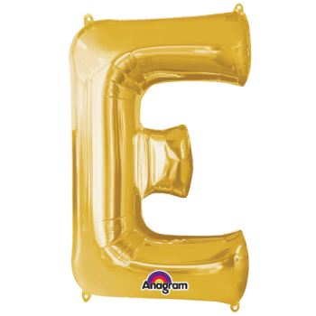 Letter E SuperShape Gold Foil Balloon 34"
