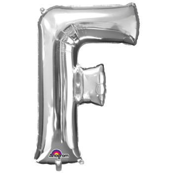 Letter F SuperShape Silver Foil Balloon 34"