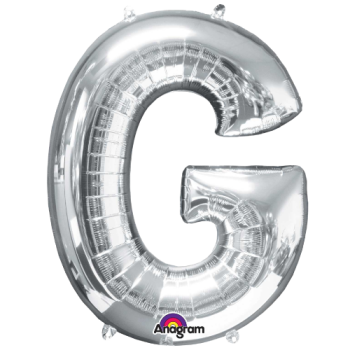 Letter G SuperShape Silver Foil Balloon 34"