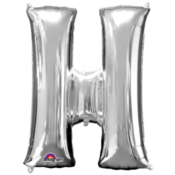 Letter H SuperShape Silver Foil Balloon 34"