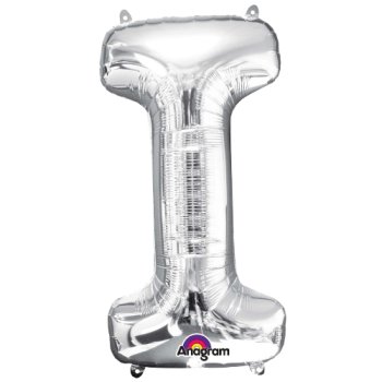 Letter I SuperShape Silver Foil Balloon 34"