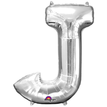 Letter J SuperShape Silver Foil Balloon 34"