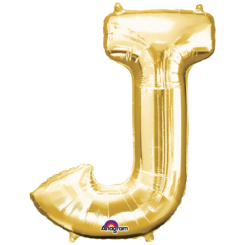 Letter J SuperShape Gold Foil Balloon 34"