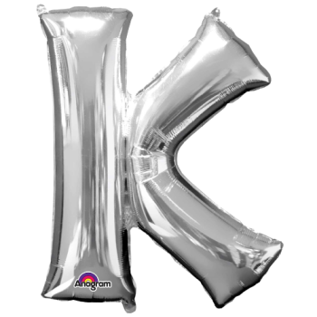 Letter K SuperShape Silver Foil Balloon 34"