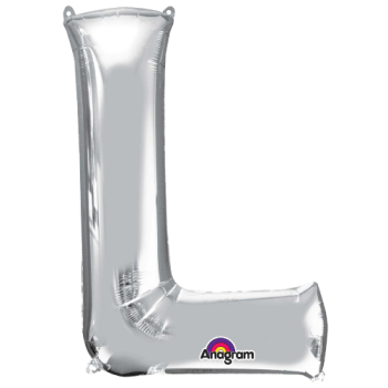 Letter L SuperShape Silver Foil Balloon 34"