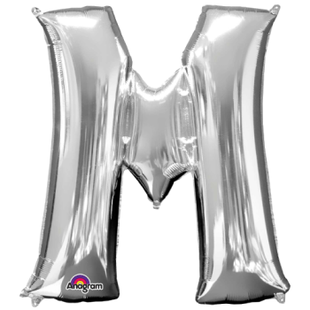Letter M SuperShape Silver Foil Balloon 34"