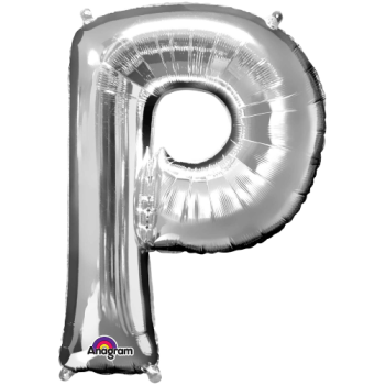 Letter P SuperShape Silver Foil Balloon 34"