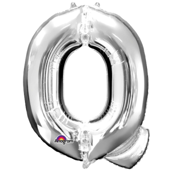Letter Q SuperShape Silver Foil Balloon 34"