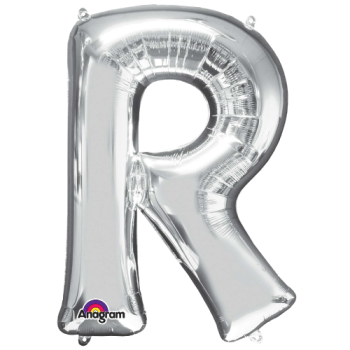 Letter R SuperShape Silver Foil Balloon 34"