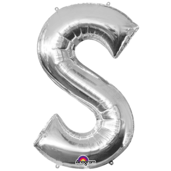 Letter S SuperShape Silver Foil Balloon 34"