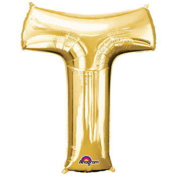 Letter T SuperShape Gold Foil Balloon 34"