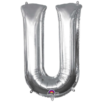 Letter U SuperShape Silver Foil Balloon 34"