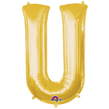 Letter U SuperShape Gold Foil Balloon 34"