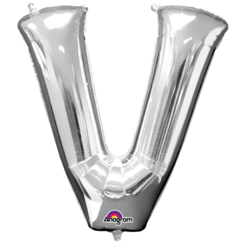 Letter V SuperShape Silver Foil Balloon 34"