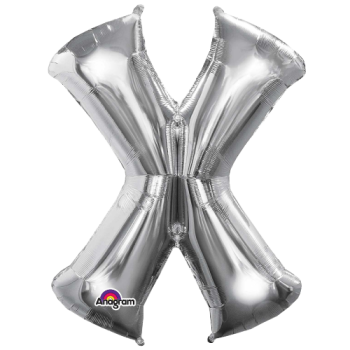 Letter X SuperShape Silver Foil Balloon 34"