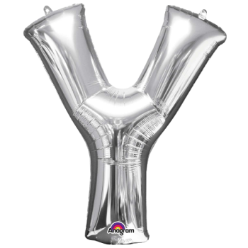 Letter Y SuperShape Silver Foil Balloon 34"