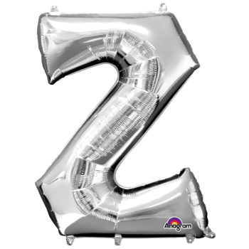 Letter Z SuperShape Silver Foil Balloon 34"
