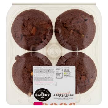 The Bakery at ASDA 4 Triple Choc Muffins