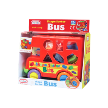 Fun Time Shape Sorter Bus Push Along Toy 12+ Months 