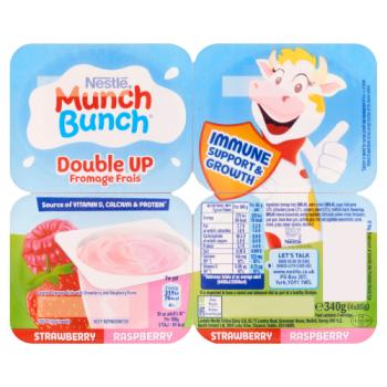 Munch Bunch Double Up Fromage Frais Strawberry Raspberry 4 x 85g (340g)