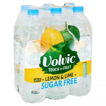Volvic Touch of Fruit Sugar Free Lemon & Lime Natural Flavoured Water 6 x 1.5L