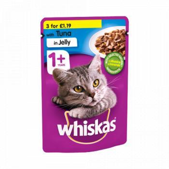 whiskas Adult Wet Cat Food Pouches Tuna in Jelly 100g