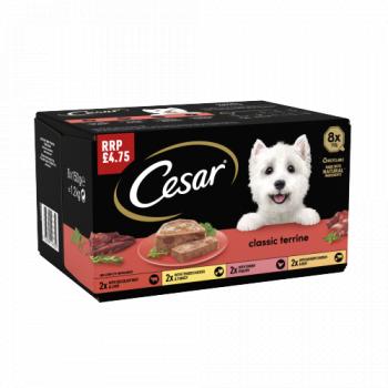 Cesar Classic Terrine Wet Dog Food Trays Mixed Selection 8 X 150g (mpp £4.75)