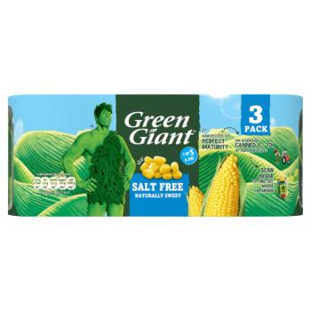 Green Giant Salt Free Sweet Corn 3 x 198g