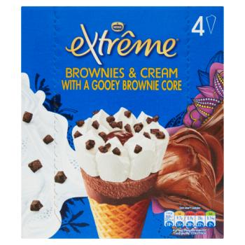 Extreme Chocolate Brownies & Cream Ice Cream Cones 4 x 115ml