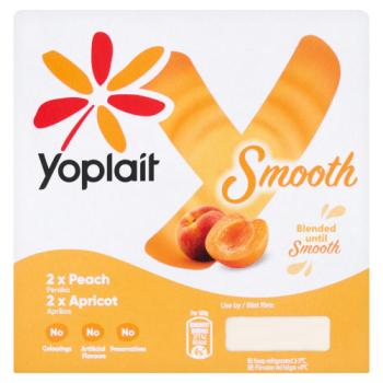 Yoplait Smooth Peach & Apricot Yogurts 4x125g (500g)