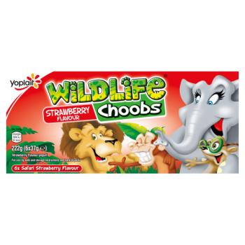 Wildlife Choobs Kids Strawberry Yoghurt Tubes 6 x 37g