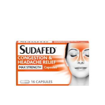 Sudafed Congestion & Headache Relief Max Strength Capsules Pack of 16