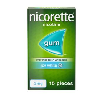 Nicorette Icy White Gum Nicotine 2 mg Quit Smoking Aid 15 Pieces