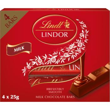 Lindt Lindor Milk Treat Bar Multipack 4x25g