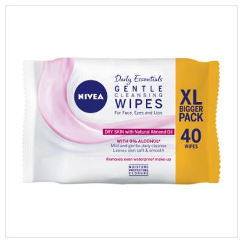 NIVEA Daily Essentials 3 in 1 Gentle Cleansing Wipes Dry 40ST