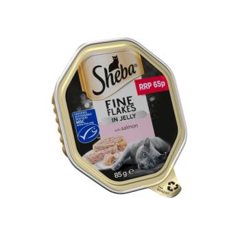 Sheba Fine Flakes Cat Food Tray Salmon in Jelly 85g PMP 65p