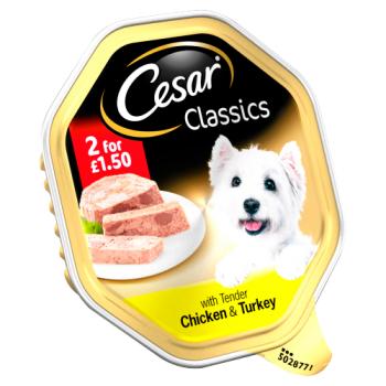 Cesar Classics Wet Dog Food Tray with Tender Chicken & Turkey in Loaf 150g