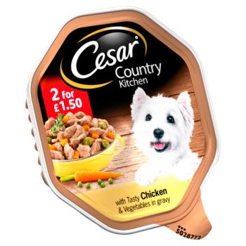 Cesar Country Kitchen Wet Dog Food Tray with Tasty Chicken & Vegetables in Gravy 150g