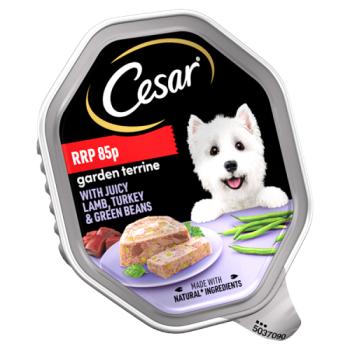 Cesar Garden Terrine Dog Food Tray Turkey & Lamb in Loaf 150g PMP 85p