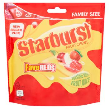 Starburst Fave Reds Fruit Chews Sweets Family Size Pouch Bag 210g