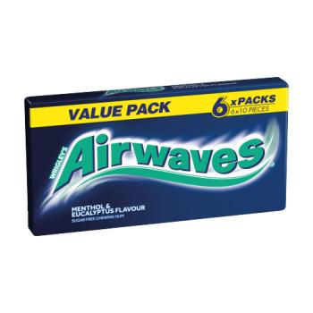 AIRWAVES Menthol & Eucalyptus flavour Sugar Free Chewing Gum Multipack 6 x 10 Pieces