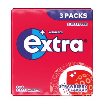 Extra Strawberry Flavour Sugarfree Chewing Gum Multipack 3x9 Pieces