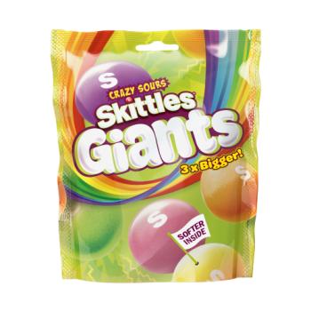 Skittles Giants Vegan Chewy Sour Sweets Fruit Flavoured  Pouch Bag 141g