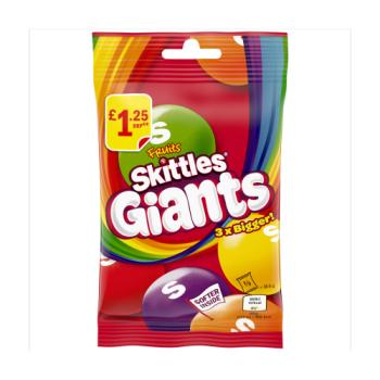 Skittles Giants Vegan Chewy Sweets Fruit Flavoured Treat Bag £1.25 PMP 116g